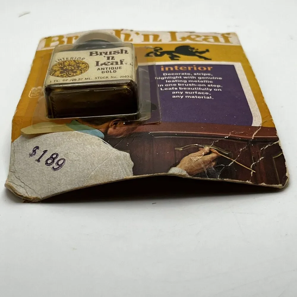 Vintage Brush N Leaf Antique Gold Metallic Paint 1 Oz Made In USA Rub N Buff NOS - Picture 7 of 16